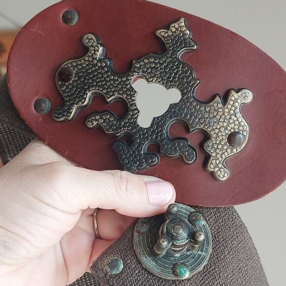 VTG medieval renaissance fair OOAK cage belt Handmade wide armor belt Viking main image 5